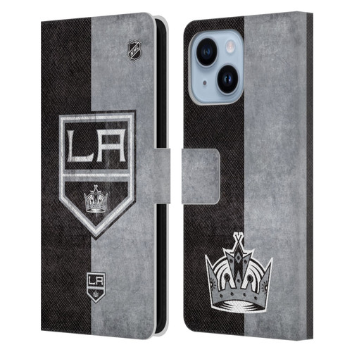 NHL Los Angeles Kings Half Distressed Leather Book Wallet Case Cover For Apple iPhone 14 Plus