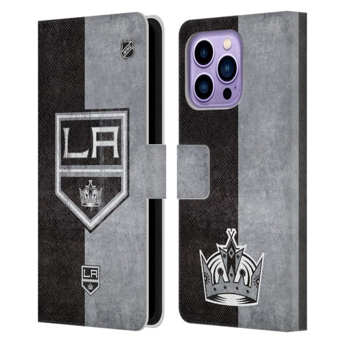 NHL Los Angeles Kings Half Distressed Leather Book Wallet Case Cover For Apple iPhone 14 Pro Max