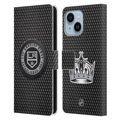 NHL Los Angeles Kings Puck Texture Leather Book Wallet Case Cover For Apple iPhone 14 Plus
