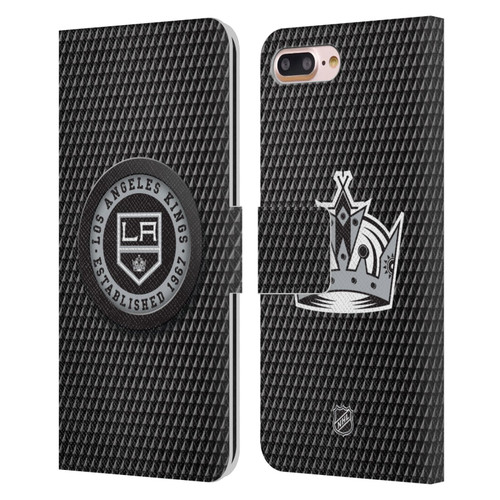 NHL Los Angeles Kings Puck Texture Leather Book Wallet Case Cover For Apple iPhone 7 Plus / iPhone 8 Plus