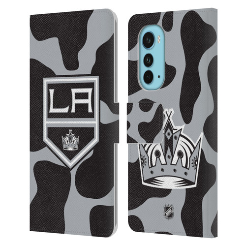 NHL Los Angeles Kings Cow Pattern Leather Book Wallet Case Cover For Motorola Edge (2022)