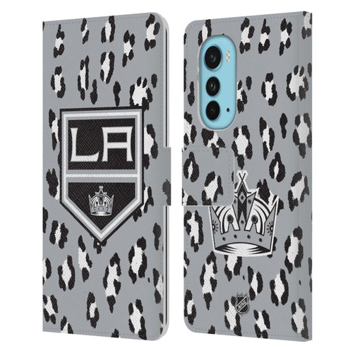 NHL Los Angeles Kings Leopard Patten Leather Book Wallet Case Cover For Motorola Edge (2022)