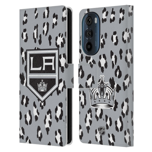 NHL Los Angeles Kings Leopard Patten Leather Book Wallet Case Cover For Motorola Edge 30