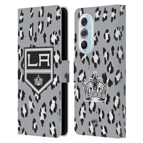 NHL Los Angeles Kings Leopard Patten Leather Book Wallet Case Cover For Motorola Edge X30