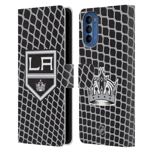 NHL Los Angeles Kings Net Pattern Leather Book Wallet Case Cover For Motorola Moto G41