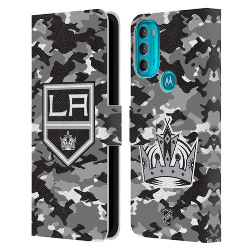 NHL Los Angeles Kings Camouflage Leather Book Wallet Case Cover For Motorola Moto G71 5G