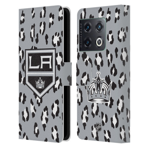 NHL Los Angeles Kings Leopard Patten Leather Book Wallet Case Cover For OnePlus 10 Pro