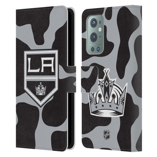 NHL Los Angeles Kings Cow Pattern Leather Book Wallet Case Cover For OnePlus 9