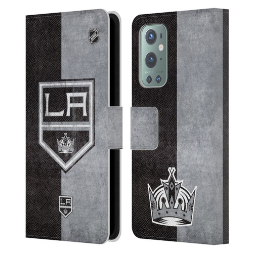 NHL Los Angeles Kings Half Distressed Leather Book Wallet Case Cover For OnePlus 9