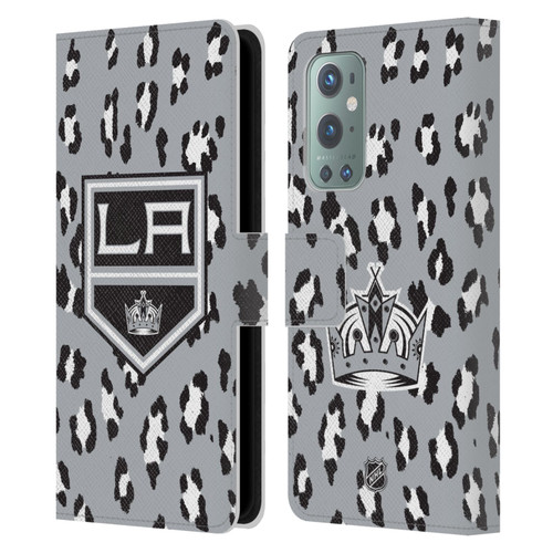 NHL Los Angeles Kings Leopard Patten Leather Book Wallet Case Cover For OnePlus 9