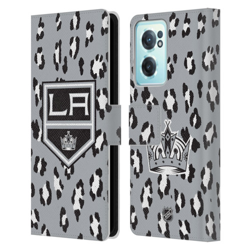 NHL Los Angeles Kings Leopard Patten Leather Book Wallet Case Cover For OnePlus Nord CE 2 5G