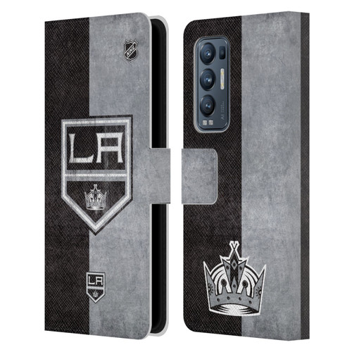 NHL Los Angeles Kings Half Distressed Leather Book Wallet Case Cover For OPPO Find X3 Neo / Reno5 Pro+ 5G