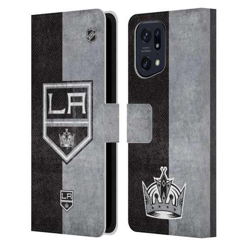 NHL Los Angeles Kings Half Distressed Leather Book Wallet Case Cover For OPPO Find X5