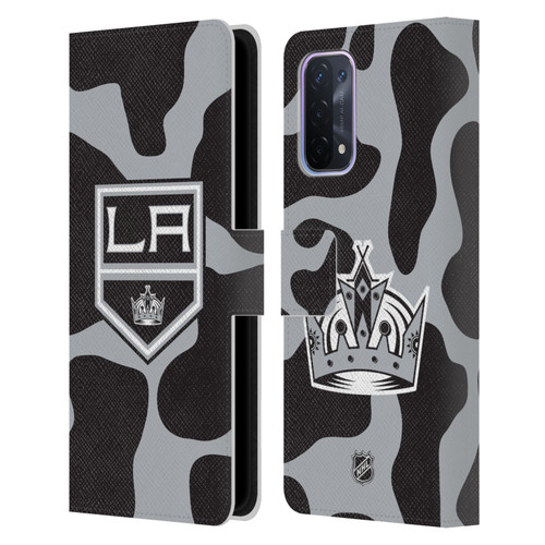 NHL Los Angeles Kings Cow Pattern Leather Book Wallet Case Cover For OPPO A54 5G NHL Los Angeles Kings Cow Pattern Leather Book Wallet Case Cover For OPPO A54 5G