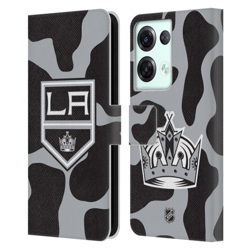 NHL Los Angeles Kings Cow Pattern Leather Book Wallet Case Cover For OPPO Reno8 Pro