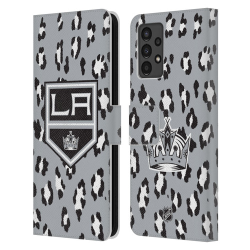 NHL Los Angeles Kings Leopard Patten Leather Book Wallet Case Cover For Samsung Galaxy A13 (2022)