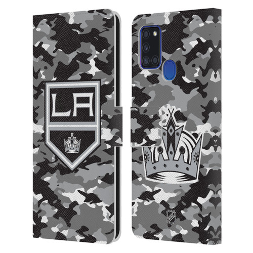 NHL Los Angeles Kings Camouflage Leather Book Wallet Case Cover For Samsung Galaxy A21s (2020)