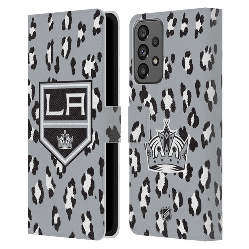 NHL Los Angeles Kings Leopard Patten Leather Book Wallet Case Cover For Samsung Galaxy A73 5G (2022)
