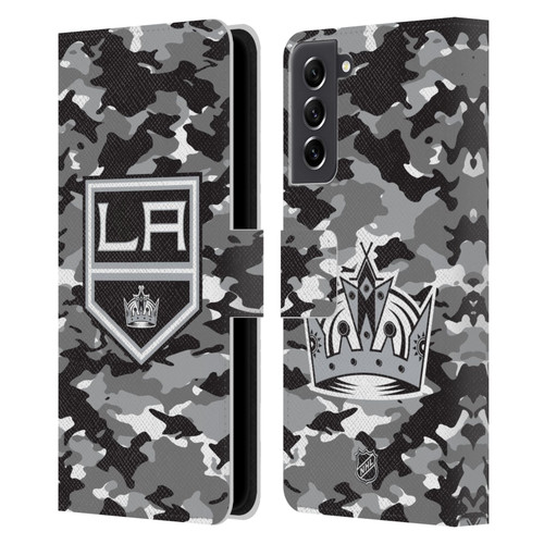 NHL Los Angeles Kings Camouflage Leather Book Wallet Case Cover For Samsung Galaxy S21 FE 5G