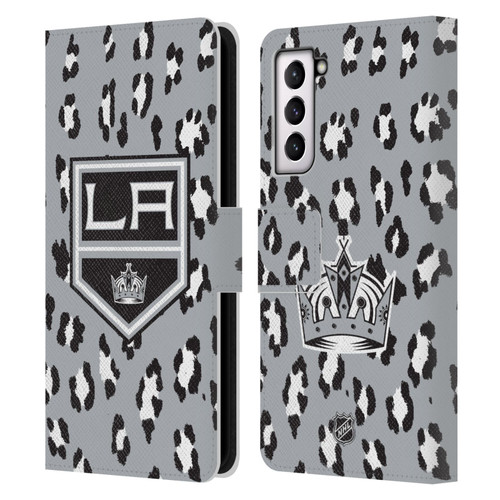 NHL Los Angeles Kings Leopard Patten Leather Book Wallet Case Cover For Samsung Galaxy S21 5G NHL Los Angeles Kings Leopard Patten Leather Book Wallet Case Cover For Samsung Galaxy S21 5G