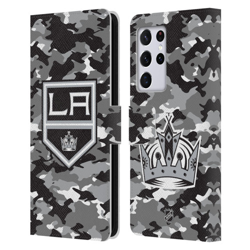 NHL Los Angeles Kings Camouflage Leather Book Wallet Case Cover For Samsung Galaxy S21 Ultra 5G