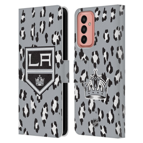NHL Los Angeles Kings Leopard Patten Leather Book Wallet Case Cover For Samsung Galaxy M13 (2022)