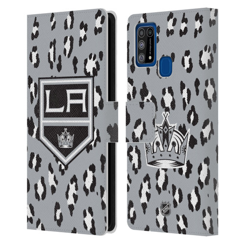 NHL Los Angeles Kings Leopard Patten Leather Book Wallet Case Cover For Samsung Galaxy M31 (2020)