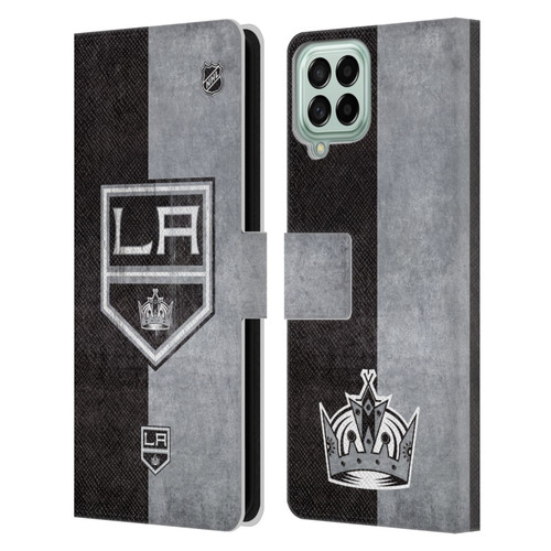 NHL Los Angeles Kings Half Distressed Leather Book Wallet Case Cover For Samsung Galaxy M33 (2022)