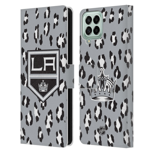 NHL Los Angeles Kings Leopard Patten Leather Book Wallet Case Cover For Samsung Galaxy M33 (2022)