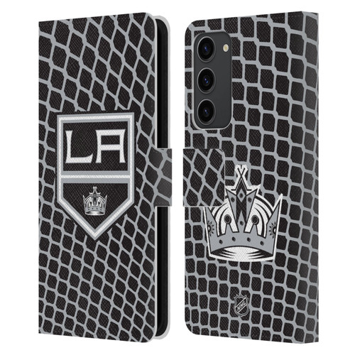 NHL Los Angeles Kings Net Pattern Leather Book Wallet Case Cover For Samsung Galaxy S23+ 5G