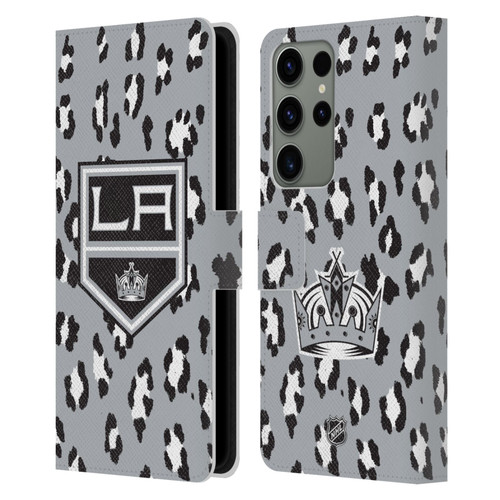 NHL Los Angeles Kings Leopard Patten Leather Book Wallet Case Cover For Samsung Galaxy S23 Ultra 5G NHL Los Angeles Kings Leopard Patten Leather Book Wallet Case Cover For Samsung Galaxy S23 Ultra 5G