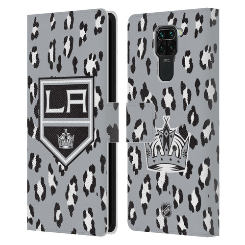 NHL Los Angeles Kings Leopard Patten Leather Book Wallet Case Cover For Xiaomi Redmi Note 9 / Redmi 10X 4G