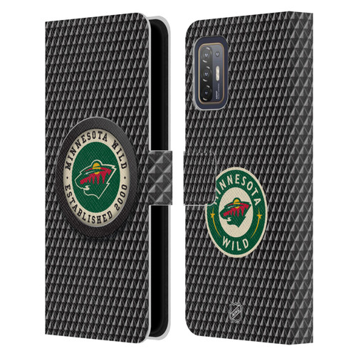 NHL Minnesota Wild Puck Texture Leather Book Wallet Case Cover For HTC Desire 21 Pro 5G