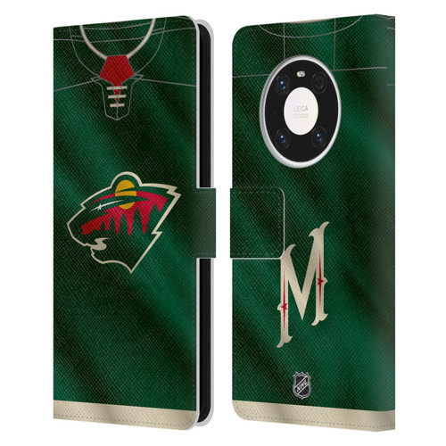 NHL Minnesota Wild Jersey Leather Book Wallet Case Cover For Huawei Mate 40 Pro 5G