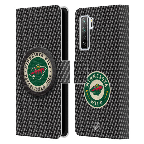 NHL Minnesota Wild Puck Texture Leather Book Wallet Case Cover For Huawei Nova 7 SE/P40 Lite 5G