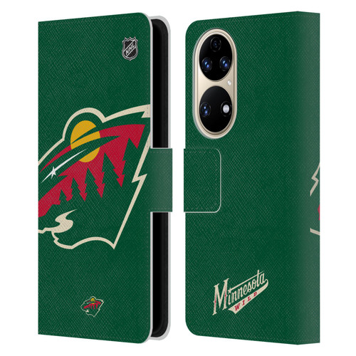 NHL Minnesota Wild Oversized Leather Book Wallet Case Cover For Huawei P50