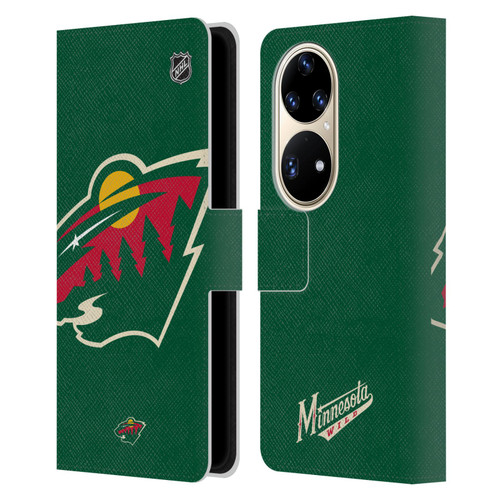NHL Minnesota Wild Oversized Leather Book Wallet Case Cover For Huawei P50 Pro