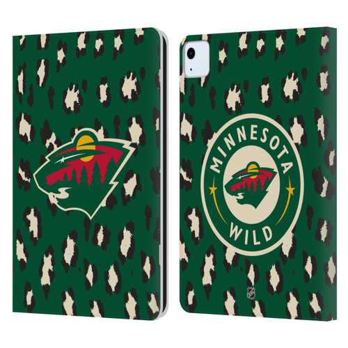 NHL Minnesota Wild Leopard Patten Leather Book Wallet Case Cover For Apple iPad Air 2020 / 2022