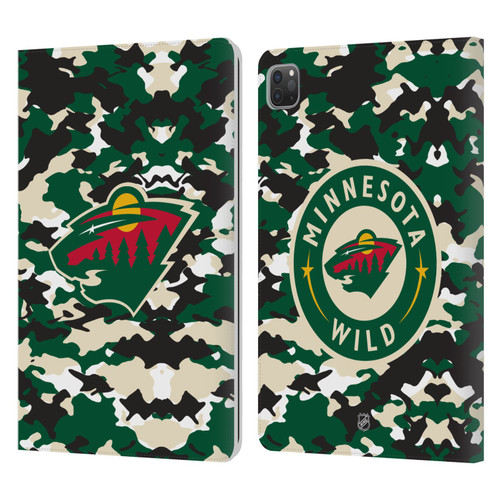 NHL Minnesota Wild Camouflage Leather Book Wallet Case Cover For Apple iPad Pro 11 2020 / 2021 / 2022