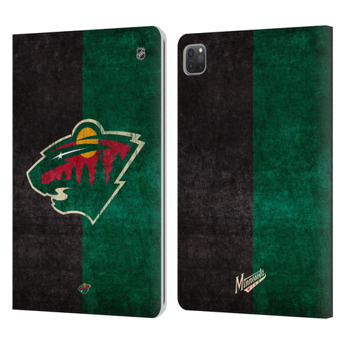 NHL Minnesota Wild Half Distressed Leather Book Wallet Case Cover For Apple iPad Pro 11 2020 / 2021 / 2022