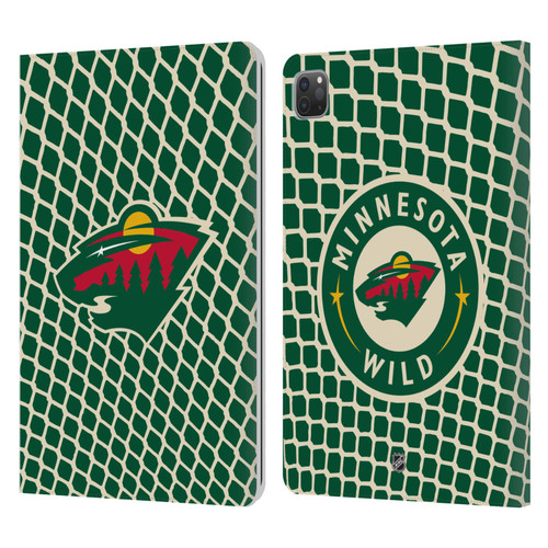 NHL Minnesota Wild Net Pattern Leather Book Wallet Case Cover For Apple iPad Pro 11 2020 / 2021 / 2022