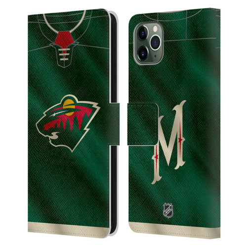 NHL Minnesota Wild Jersey Leather Book Wallet Case Cover For Apple iPhone 11 Pro Max