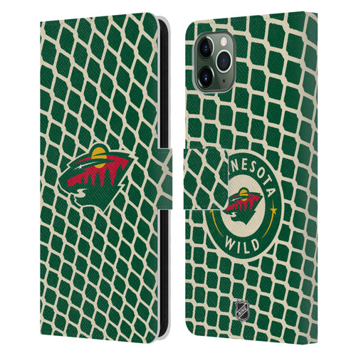 NHL Minnesota Wild Net Pattern Leather Book Wallet Case Cover For Apple iPhone 11 Pro Max