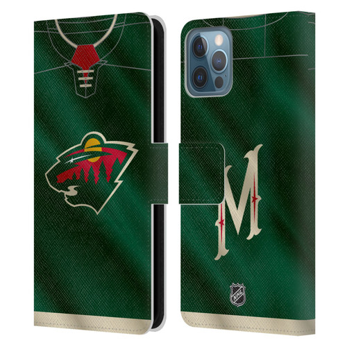 NHL Minnesota Wild Jersey Leather Book Wallet Case Cover For Apple iPhone 12 / iPhone 12 Pro