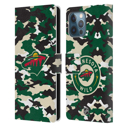 NHL Minnesota Wild Camouflage Leather Book Wallet Case Cover For Apple iPhone 12 Pro Max