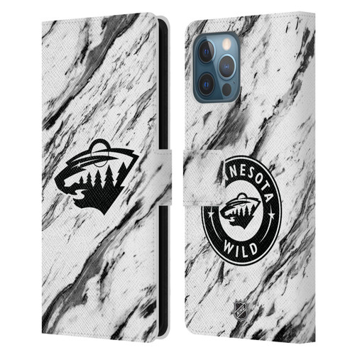 NHL Minnesota Wild Marble Leather Book Wallet Case Cover For Apple iPhone 12 Pro Max