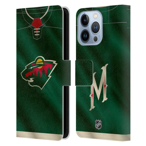 NHL Minnesota Wild Jersey Leather Book Wallet Case Cover For Apple iPhone 13 Pro