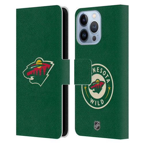 NHL Minnesota Wild Plain Leather Book Wallet Case Cover For Apple iPhone 13 Pro