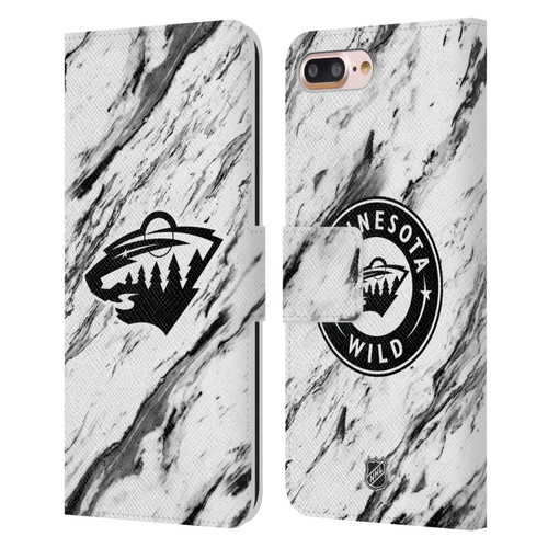 NHL Minnesota Wild Marble Leather Book Wallet Case Cover For Apple iPhone 7 Plus / iPhone 8 Plus