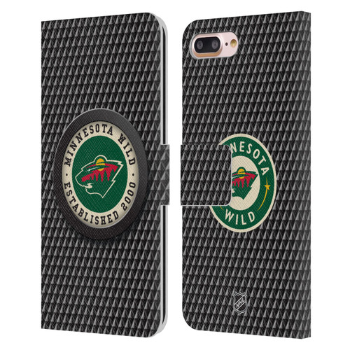 NHL Minnesota Wild Puck Texture Leather Book Wallet Case Cover For Apple iPhone 7 Plus / iPhone 8 Plus